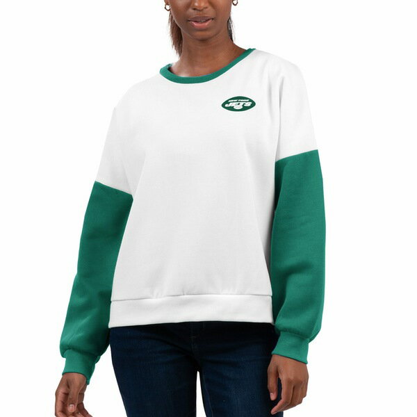 カールバンクス レディース パーカー・スウェットシャツ アウター New York Jets GIII 4Her by Carl Banks Women's AGame Pullover Sweatshirt White 3