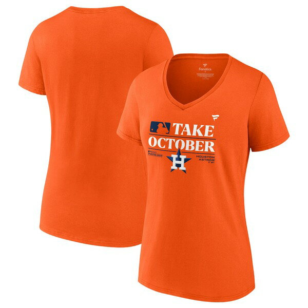 եʥƥ ǥ T ȥåץ Houston Astros Fanatics Branded Women's 2023 Postseason Locker Room VNeck TShirt Orange