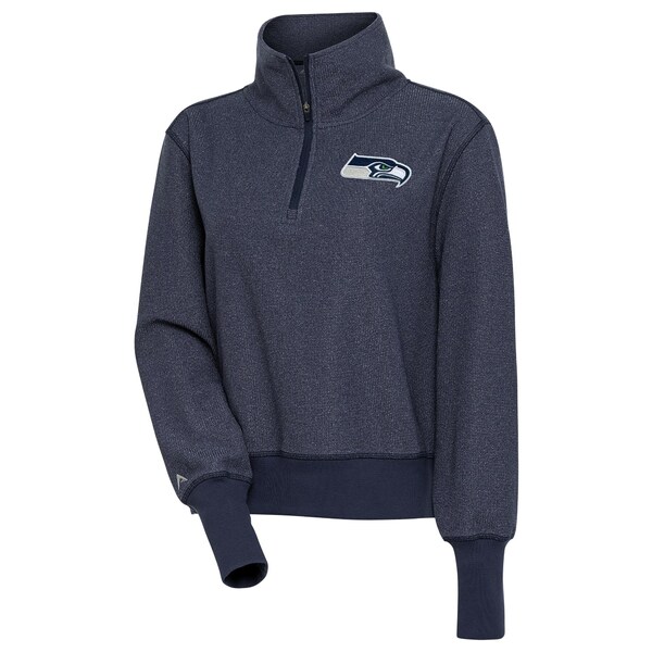 アンティグア レディース ジャケット＆ブルゾン アウター Seattle Seahawks Antigua Women's Upgrade HalfZip Pullover Top Heather Navy