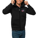 アンティグア メンズ パーカー・スウェットシャツ アウター Columbus Blue Jackets Antigua Protect FullZip Hoodie Black