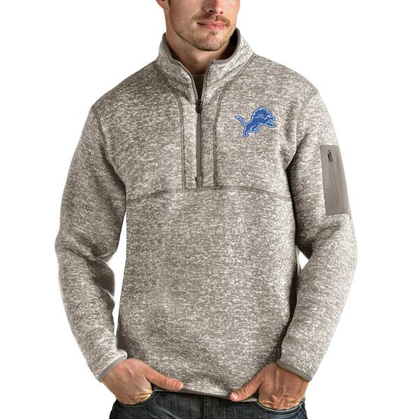 アンティグア メンズ ジャケット＆ブルゾン アウター Detroit Lions Antigua Fortune QuarterZip Pullover Jacket Oatmeal