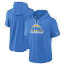 ナイキ メンズ パーカー・スウェットシャツ アウター Los Angeles Chargers Nike Short Sleeve Pullover Hoodie Powder Blue