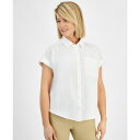 スタイルアンドコー レディース カットソー トップス Petite Cotton Gauze Camp Shirt, Created for Macy's Bright White