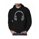 エルエーポップアート メンズ パーカー・スウェットシャツ アウター Men's Word Art Hoodie - Headphones - Music In Different Languages Black