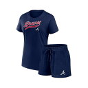ファナティクス レディース ワンピース トップス Women's Atlanta Braves Start to Finish Combo Pack T-Shirt Shorts Navy