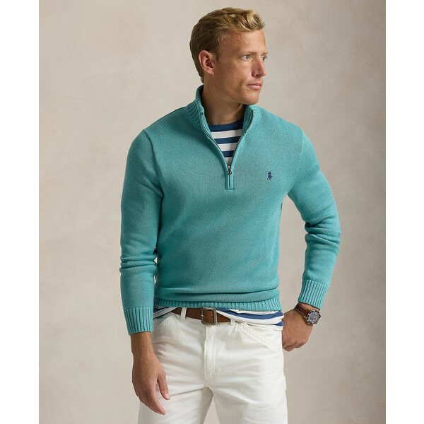 ラルフローレン メンズ ニット&セーター アウター Cotton Quarter-zip Sweater Deep Seafoam