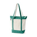 ランズエンド レディース トートバッグ バッグ Medium Canvas Pocket Tote with Zip Top and Long Handle Natural/bright spruce(4)