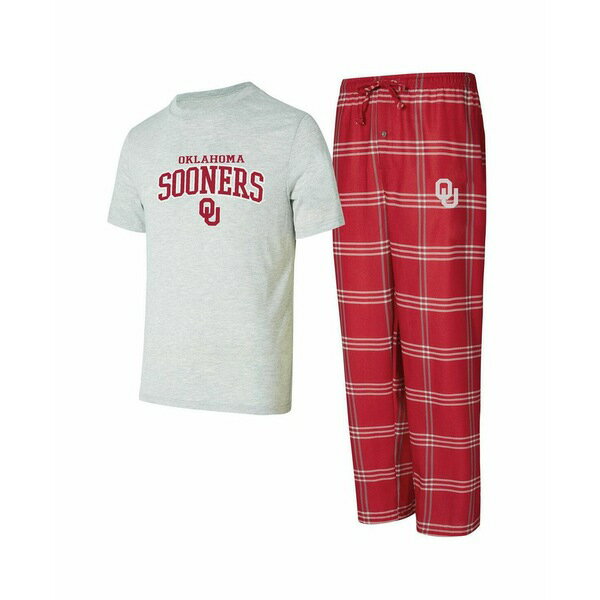 コンセプトスポーツ メンズ シャツ トップス Men's Crimson/Gray Oklahoma Sooners T-Shirt Pants Sleep Set Crimson, Gray