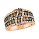 ルヴァン レディース リング アクセサリー Chocolate Diamond & Nude Diamond Multirow Crossover Statem...