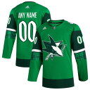 AfB_X Y jtH[ gbvX San Jose Sharks adidas St. Patrick's Day Authentic Custom Jersey Kelly Green