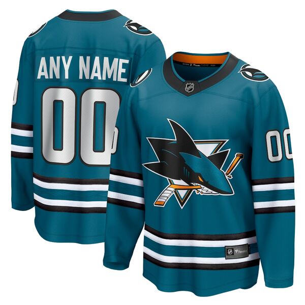 եʥƥ  ˥ե ȥåץ San Jose Sharks Fanatics Branded Home Breakaway Custom Jersey Teal