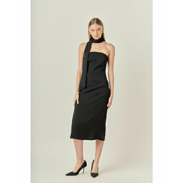 エンドレスローズ レディース ワンピース トップス Women's Choker Tie Midi Dress Black