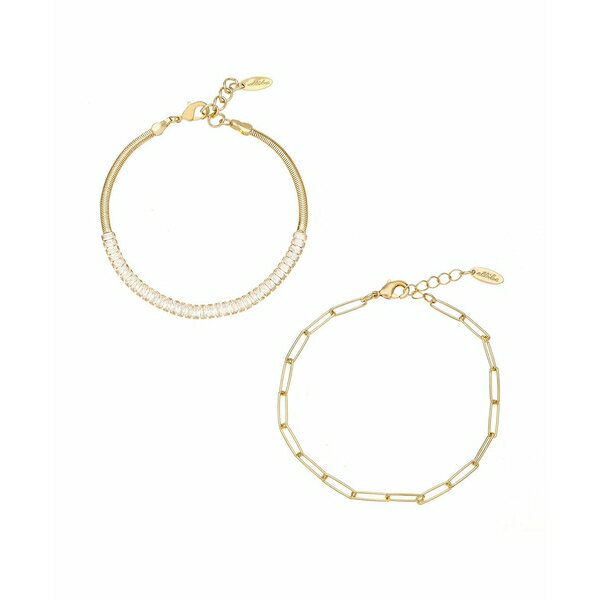 エティカ レディース ブレスレット・バングル・アンクレット アクセサリー Links and Shine 18K Gold Plated Bracelet Set of 2 Gold(4)