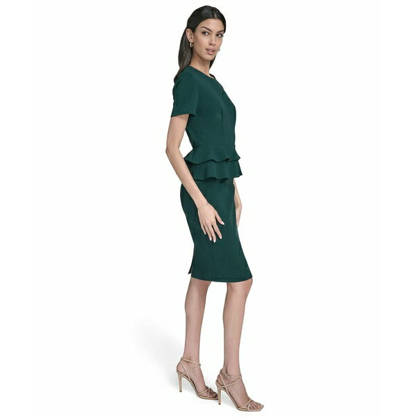 カルバンクライン レディース ワンピース トップス Petite Peplum Sheath Dress Malachite