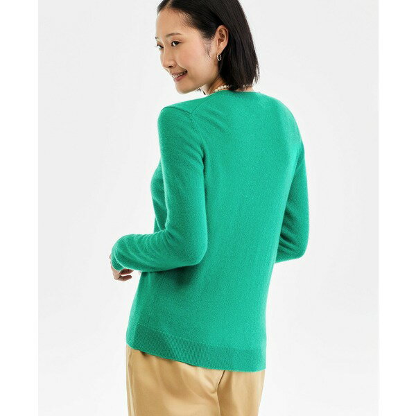 チャータークラブ レディース ニット&セーター アウター 100% Cashmere Women's V-Neck Long-Sleeve Sweater, PXS-XXL, Macy's Exclusive Peacock Green