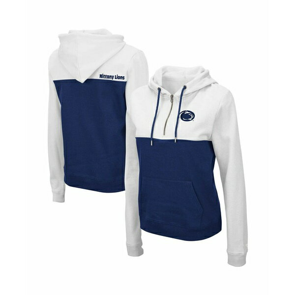 コロシアム レディース パーカー・スウェットシャツ アウター Women's White, Navy Penn State Nittany Lions Aidan Half-Zip Hoodie White, Navy