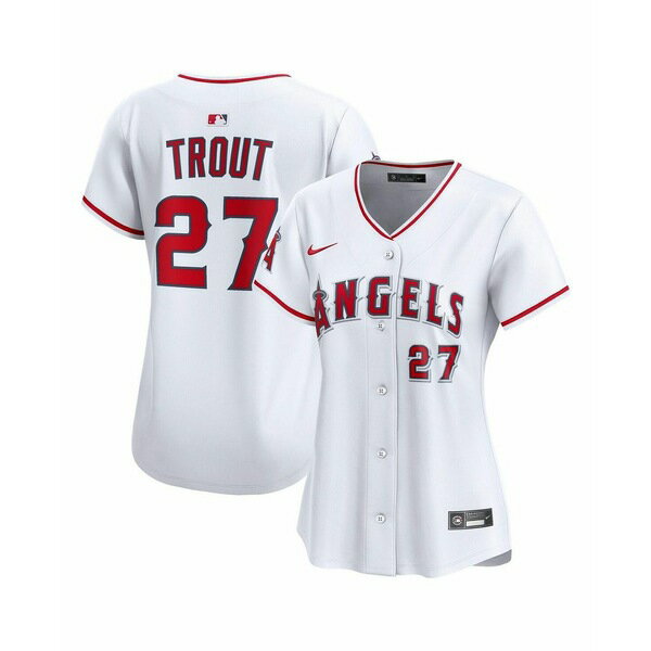 ナイキ レディース カットソー トップス Women's Mike Trout White Los Angeles Angels Home Limited Player Jersey White(4)