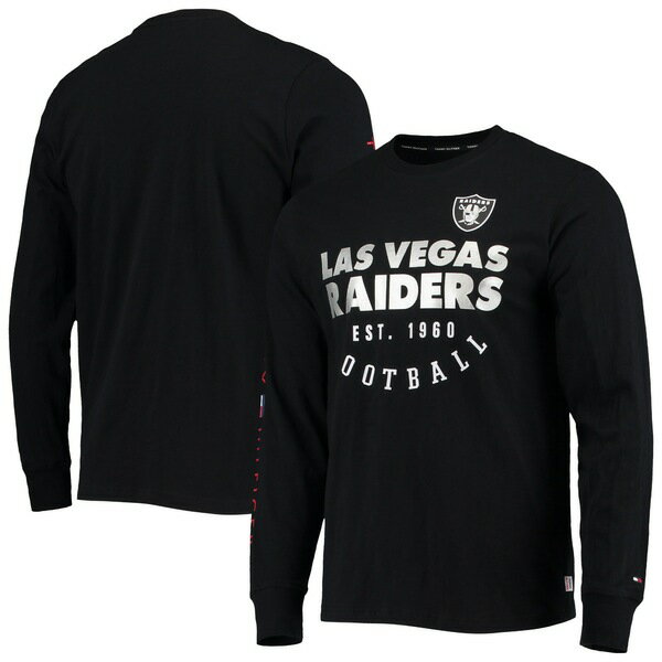 トミー ヒルフィガー メンズ Tシャツ トップス Las Vegas Raiders Tommy Hilfiger Peter Long Sleeve TShirt Black