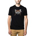 エルエーポップアート メンズ Tシャツ トップス Men's Premium Word Art T-shirt - Red Panda Black
