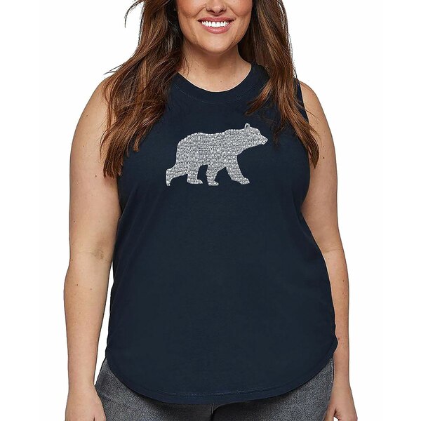 エルエーポップアート レディース カットソー トップス Plus Size Mama Bear Word Art Tank Top Navy