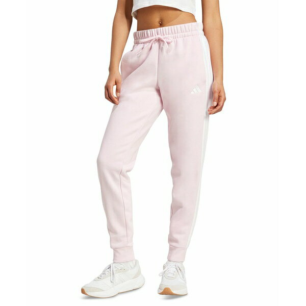アディダス レディース カジュアルパンツ ボトムス Women's Essentials Three Stripes Fleece Slim Pants Clear Pink/white