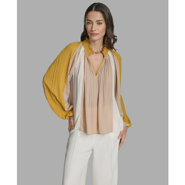 ビーシビージー レディース カットソー トップス Women's Long Sleeve Pleated Top Golden Hour Multi(4)