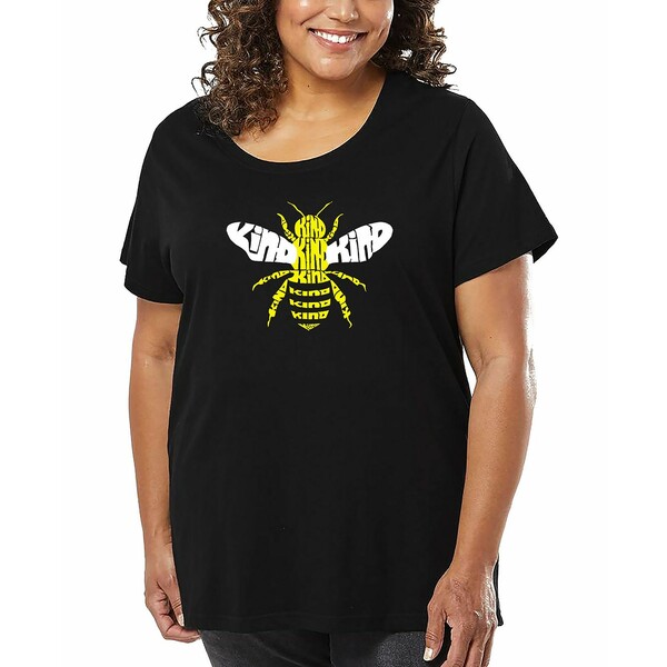 エルエーポップアート レディース カットソー トップス Plus Size Bee Kind Word Art T-Shirt Black