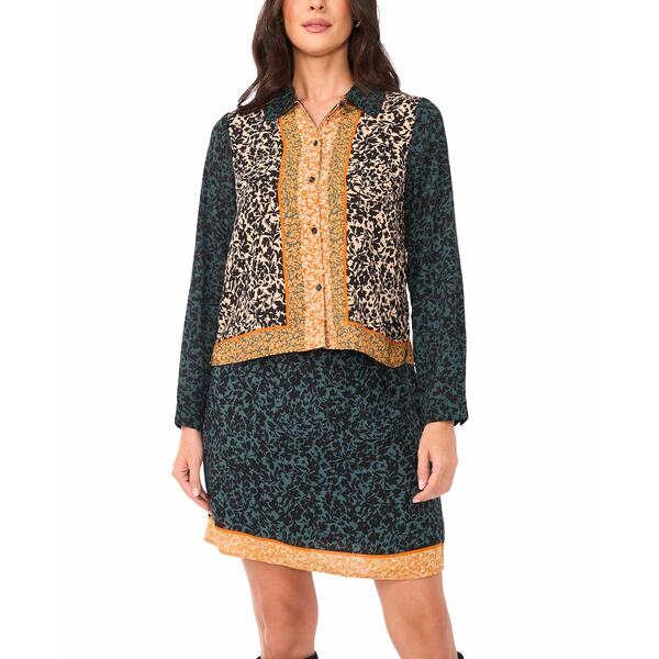 ヴィンスカムート レディース カットソー トップス Women's Cropped Collar Button Down Top Deep Forest(4)