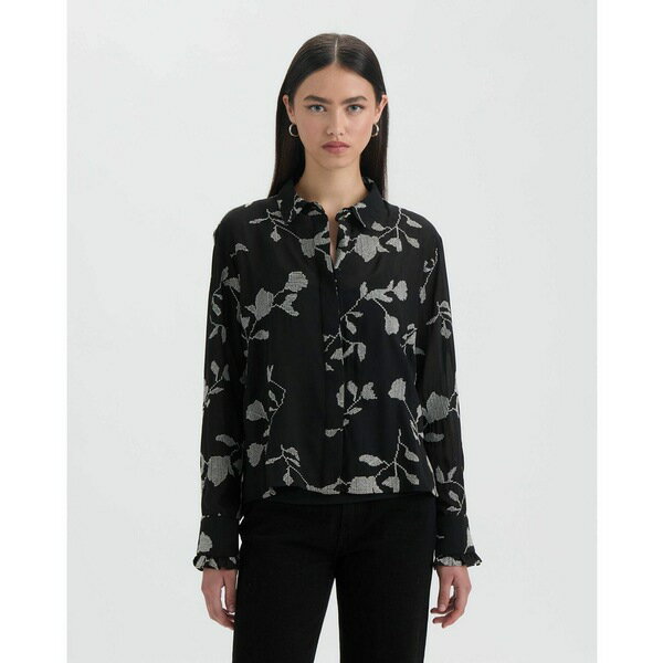 エヌブイエルティー レディース カットソー トップス Women's Cropped Broidery Shirt Black/cream