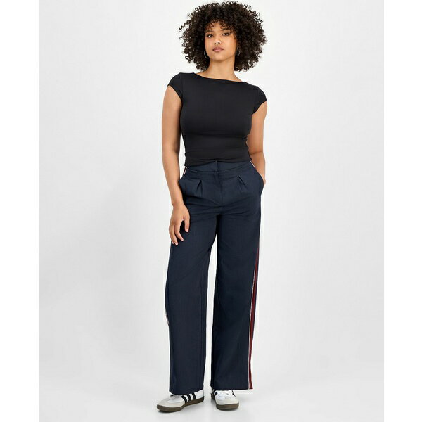 バースリー レディース カジュアルパンツ ボトムス Women's Side-Stripe Pleated Wide-Leg Pants, Macy..