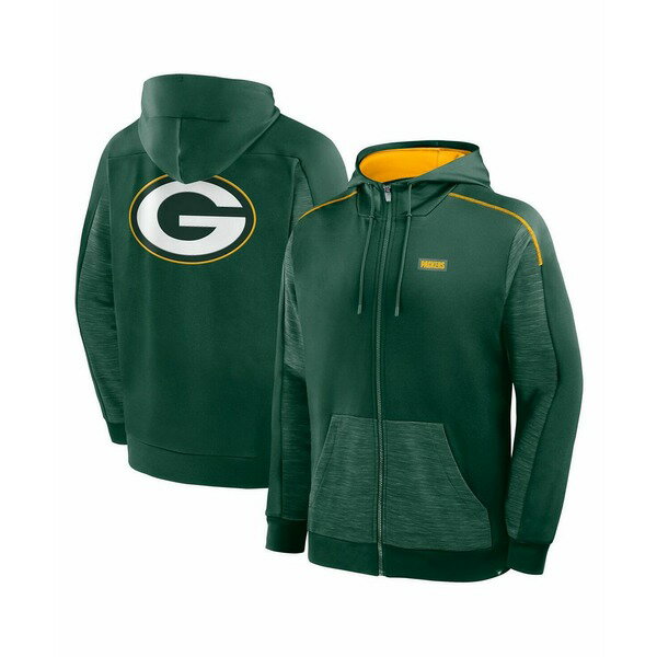 ファナティクス メンズ パーカー・スウェットシャツ アウター Men's Green Green Bay Packers Checkdow..
