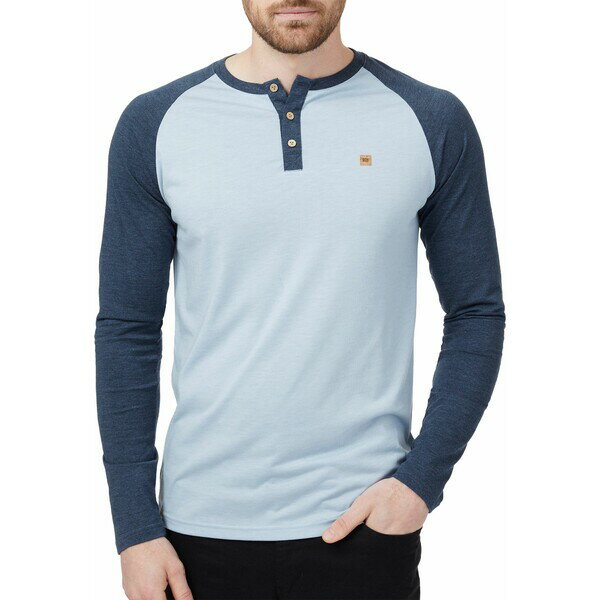 ec[ Y Vc gbvX tentree Men's TreeBlend Classic Henley Long Sleeve Shirt Blu Fg Hthr/Mnlt Ocn Hthr