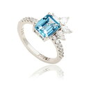 スージー レヴィアン ニューヨーク レディース リング アクセサリー Suzy Levian Sterling Silver Aqua & White Cubic Zirconia Ring Blue