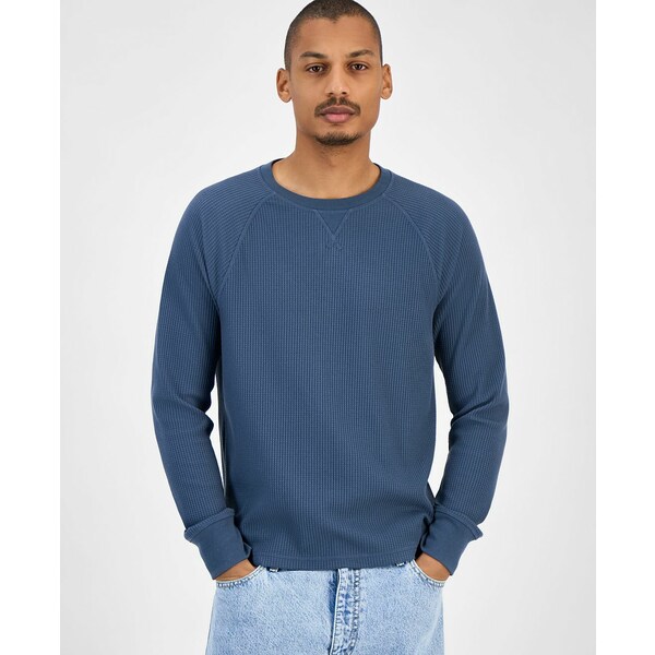 サンアンドプラスストーン メンズ パーカー・スウェットシャツ アウター Men's Waffle-Knit Thermal Sh..