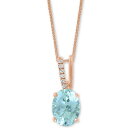 ラリ ジュエルズ レディース ネックレス・チョーカー・ペンダントトップ アクセサリー Aquamarine (1-1/16 ct. t.w.) & Diamond Accent 18" Pendant Necklace in 14k Rose Gold AQUA