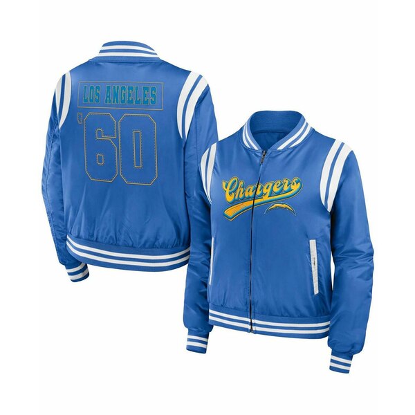  Х 󡦥ɥ塼 ǥ 㥱åȡ֥륾  Women's Powder Blue Los Angeles Chargers Bomber Full-Zip Jacket Powder Blue