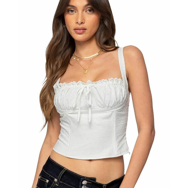 エディクテッド レディース カットソー トップス Women's Dulcie Dotted Cotton Bustier Top White