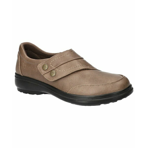 イージーストリート レディース サンダル シューズ Women's Joy Comfort Hook and Loop Flats Taupe