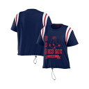 ウェア バイ エリン・アンドリューズ レディース カットソー トップス Women's Navy Distressed Boston Red Sox Cinched Colorblock T-shirt Navy