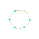 ザ・ラヴァリー レディース ブレスレット・バングル・アンクレット アクセサリー Mini Turquoise Clover Bracelet 14K Gold Turquoise/aqua