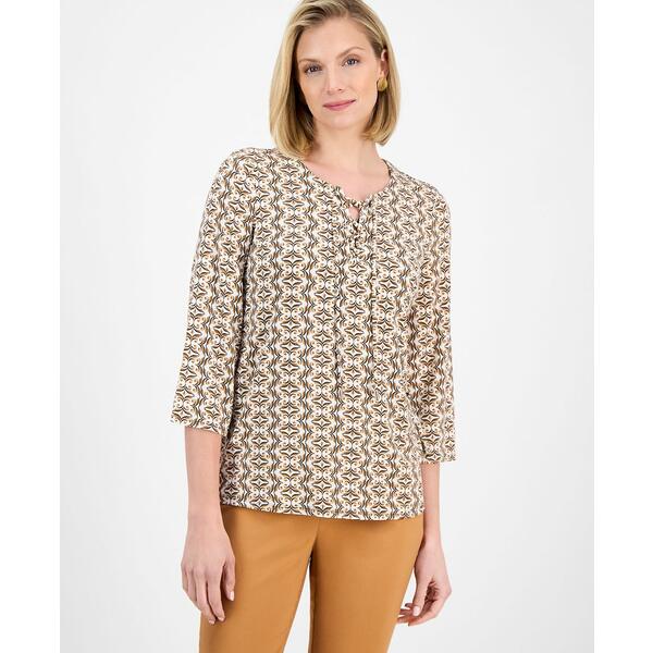 ジェイエムコレクション レディース カットソー トップス Women's Lace Up Knit Top, Exclusively at M..