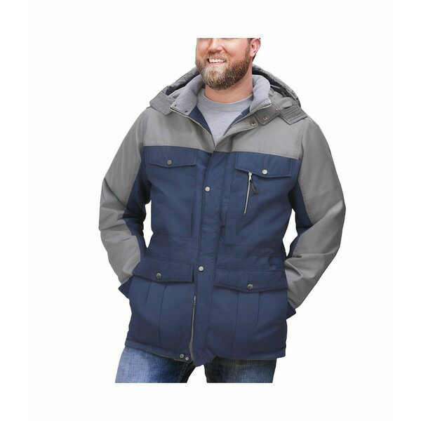 ܥ ꡼  㥱åȡ֥륾  Big &Tall by KingSize Fleece-Lined Parka With Detachable Hood And 6 Pockets Navy steel colorblock