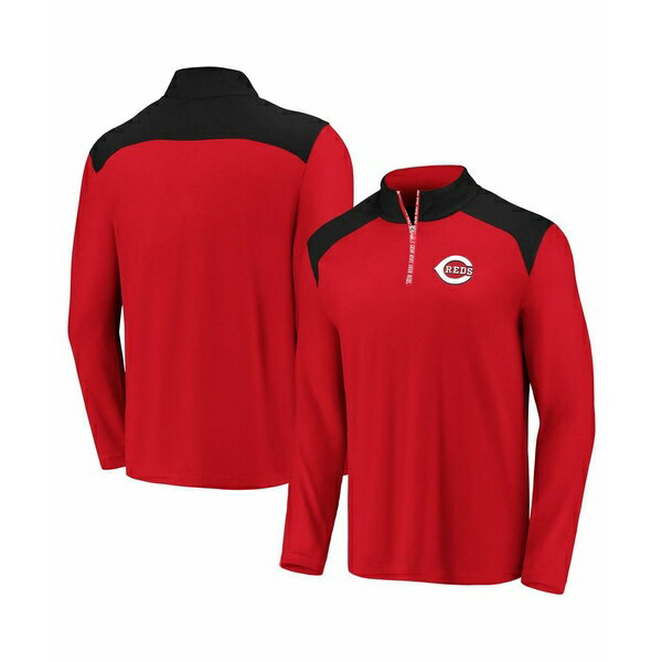 メンズファッション, コート・ジャケット  Mens Branded Red, Black Cincinnati Reds Iconic Clutch Quarter-Zip Pullover Jacket Red, Black