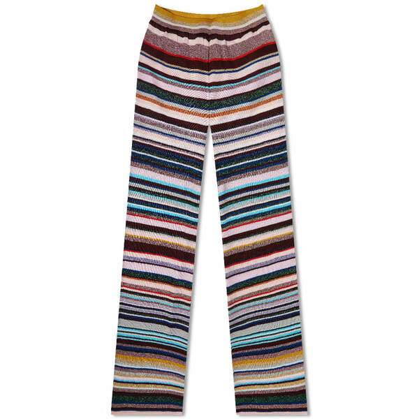 ミッソーニ レディース カジュアルパンツ ボトムス Missoni Wide Leg Stripe Knitted Trouser Blue