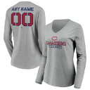 t@ieBNX fB[X TVc gbvX Montreal Canadiens Fanatics Branded Women's Any Name & Number Personalized Evanston Stencil Long Sleeve VNeck TShirt Gray