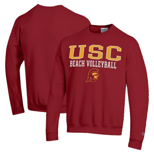 チャンピオン メンズ パーカー・スウェットシャツ アウター USC Trojans Champion Stacked Beach Volleyball Powerblend Pullover Sweatshirt Cardinal