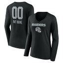 ファナティクス レディース Tシャツ トップス Las Vegas Raiders Fanatics Branded Women's Personalized Name & Number Team Wordmark Long Sleeve VNeck TShirt Black