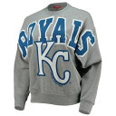 ~b`F&lX fB[X p[J[EXEFbgVc AE^[ Kansas City Royals Mitchell & Ness Women's Cooperstown Collection Logo Lightweight Pullover Sweatshirt Heathered Gray