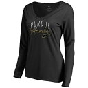 ファナティクス レディース Tシャツ トップス Purdue Boilermakers Fanatics Branded Women's Graceful Long Sleeve VNeck TShirt Black