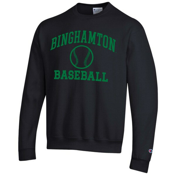 チャンピオン メンズ パーカー・スウェットシャツ アウター Binghamton Bearcats Champion Icon Baseball Powerblend Pullover Sweatshirt Black